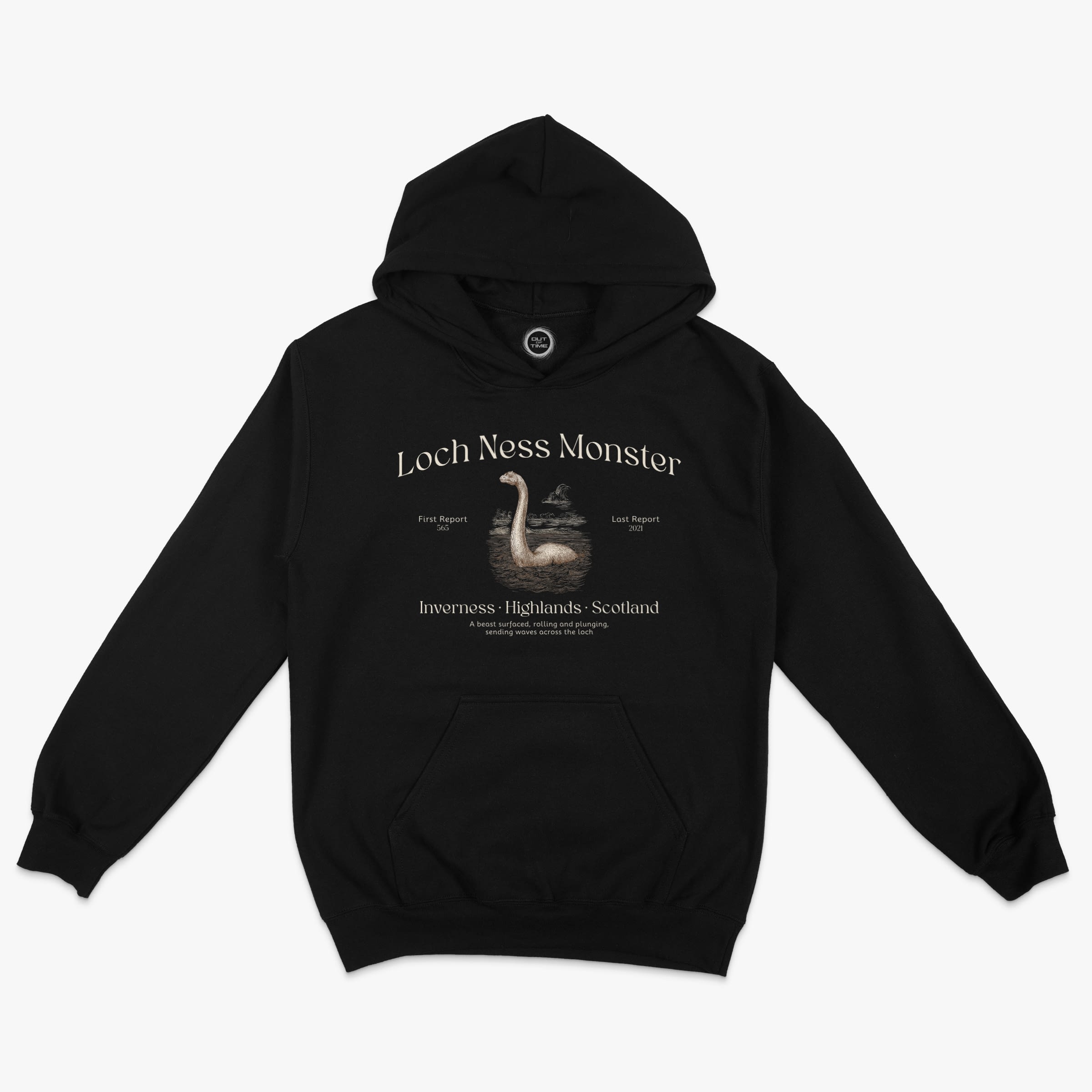 Loch Ness Monster Hoodie-Black-S-Out Of Time