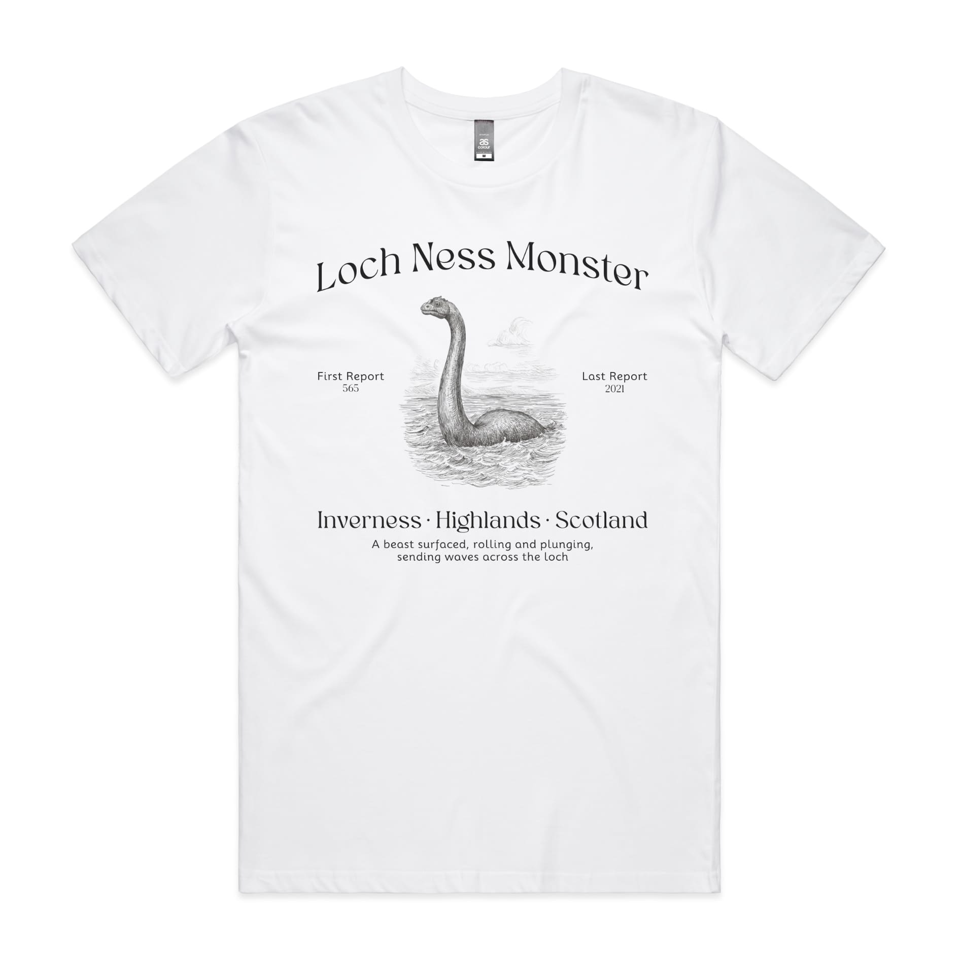 Loch Ness Monster T-Shirt-S-White-Out Of Time