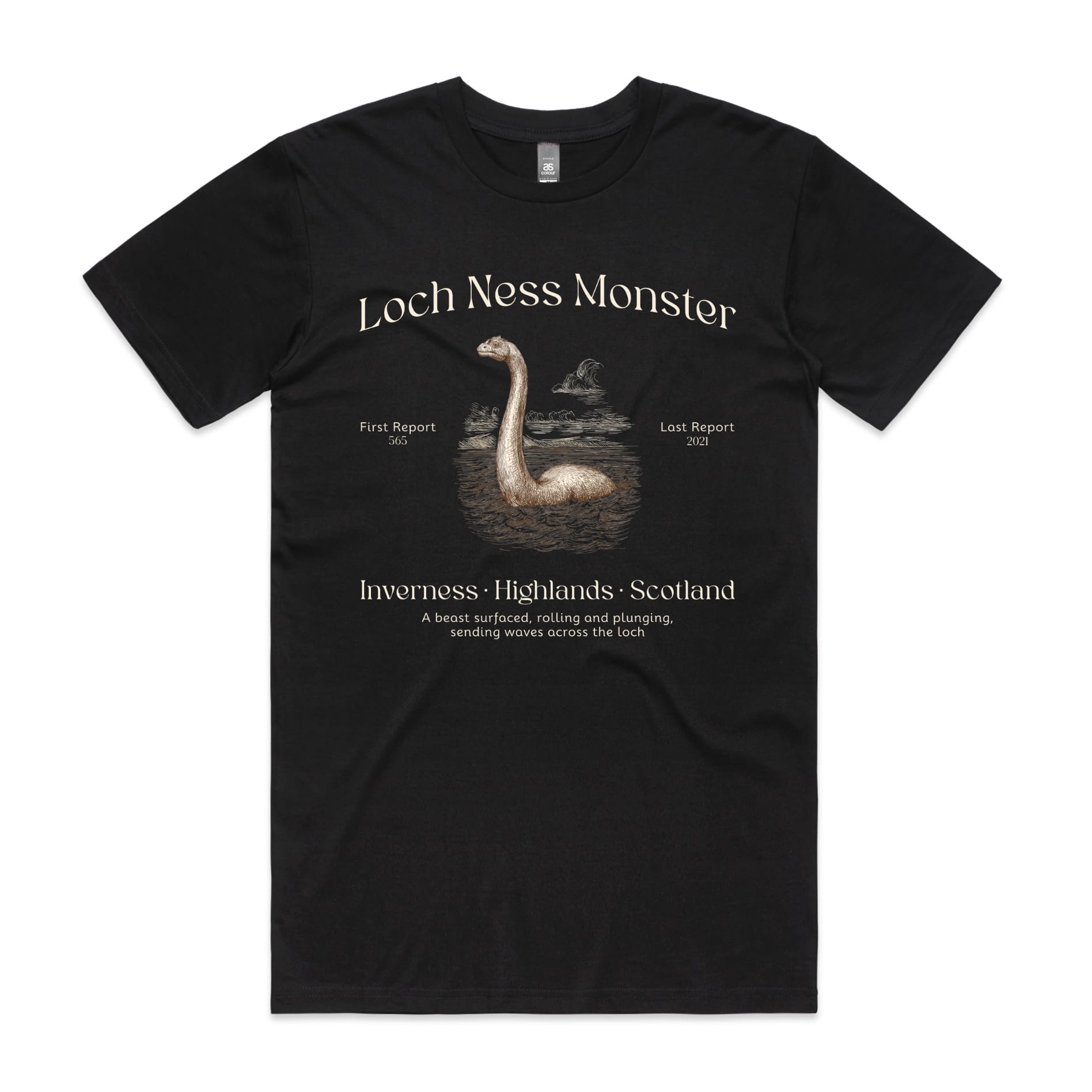Loch Ness Monster T-Shirt-S-Black-Out Of Time