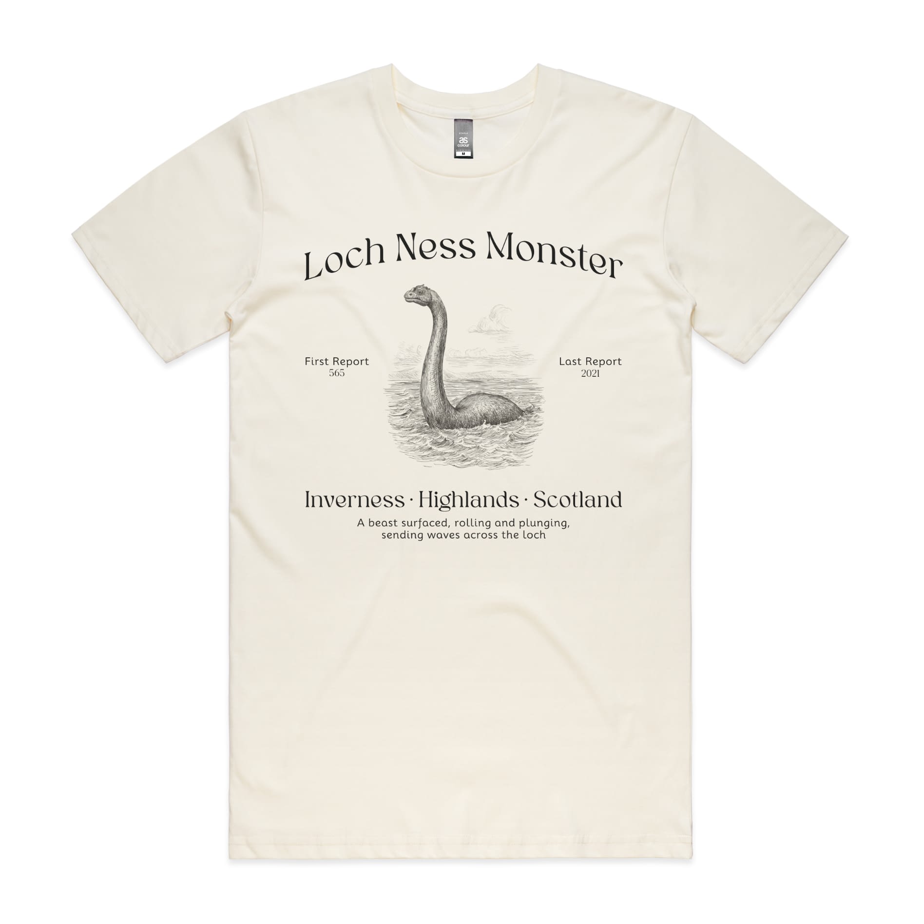 Loch Ness Monster T-Shirt-S-Natural-Out Of Time