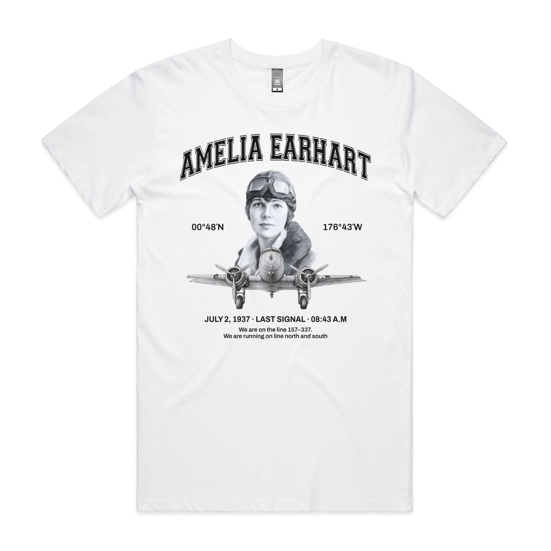 Amelia Earhart T-Shirt-S-White-Out Of Time
