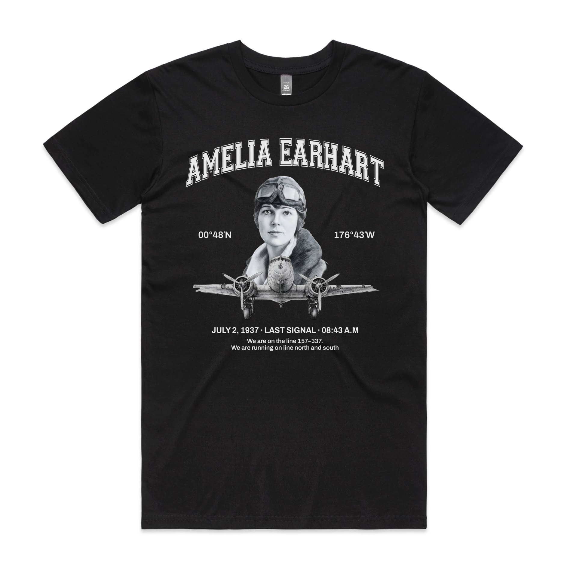 Amelia Earhart T-Shirt-S-Black-Out Of Time