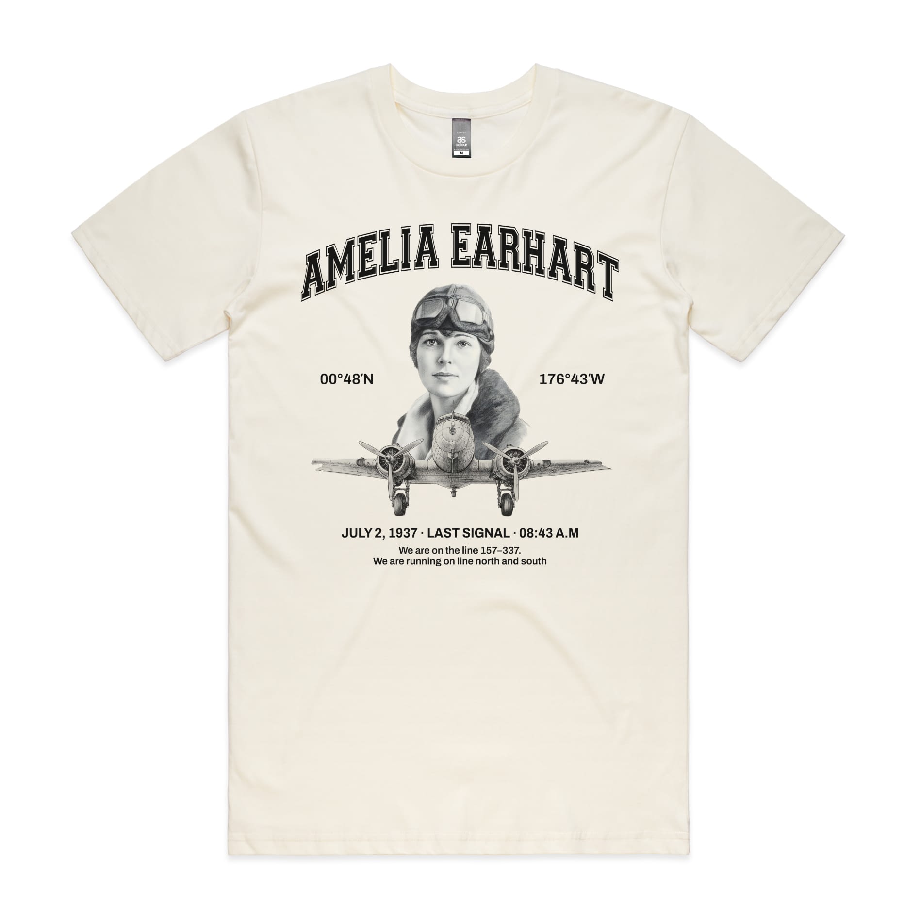 Amelia Earhart T-Shirt-S-Natural-Out Of Time