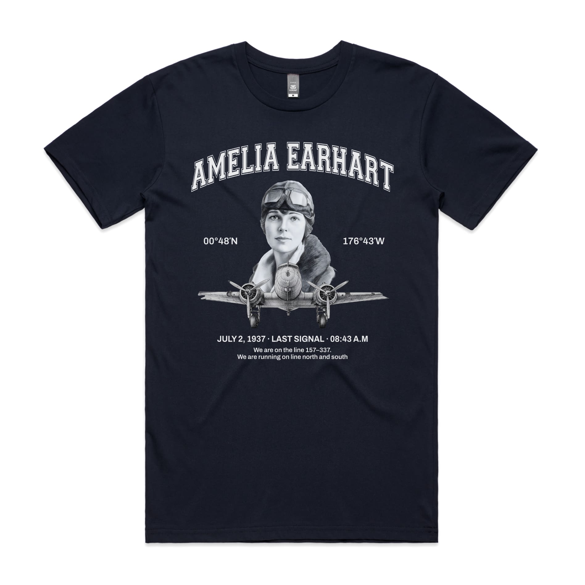 Amelia Earhart T-Shirt-S-Navy-Out Of Time