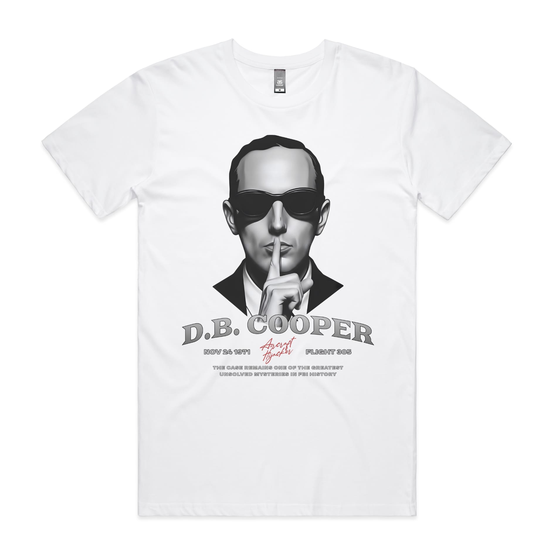 D.B. Cooper T-Shirt-S-White-Out Of Time