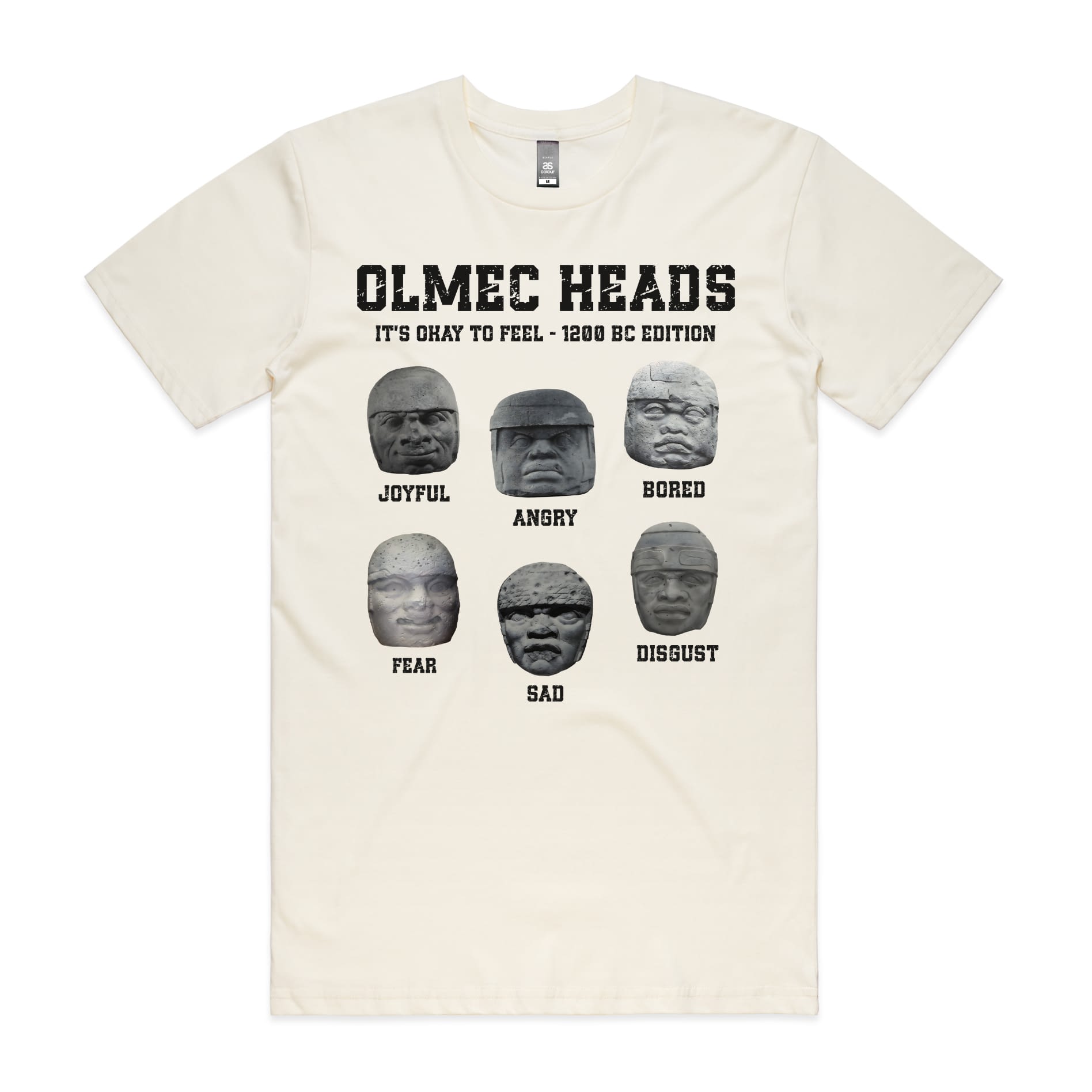 Olmec Heads T-Shirt-S-Natural-Out Of Time