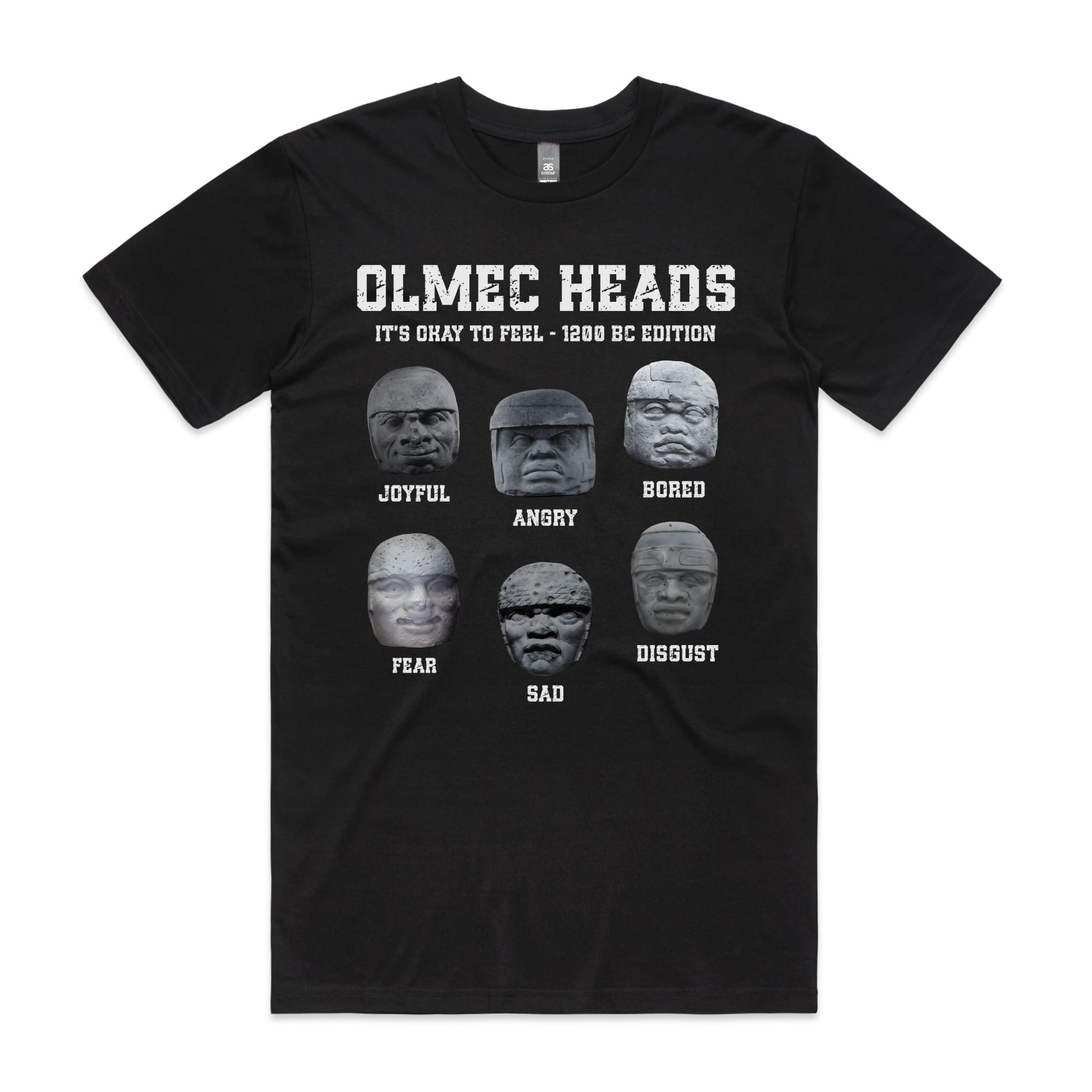 Olmec Heads T-Shirt-S-Black-Out Of Time